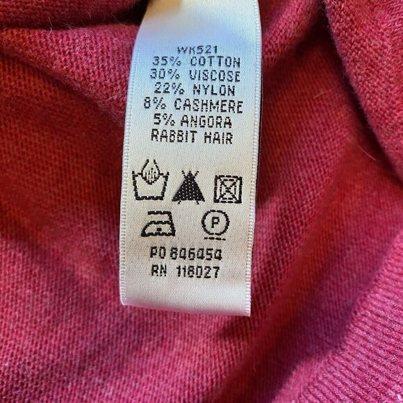 Boden Sweater Vtg Womens Size 10 Pink Cashmere Blend Angora Cotton Bead Bow - Picture 6 of 8